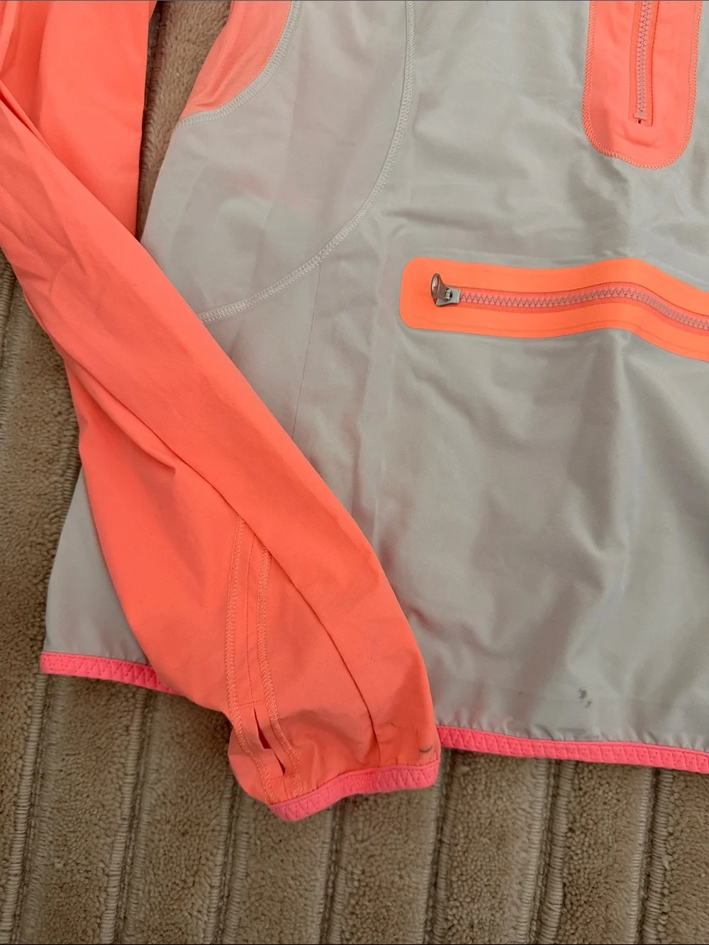 lululemon athletica Lightweight Hoodie Jacket in Coral and Light Gray